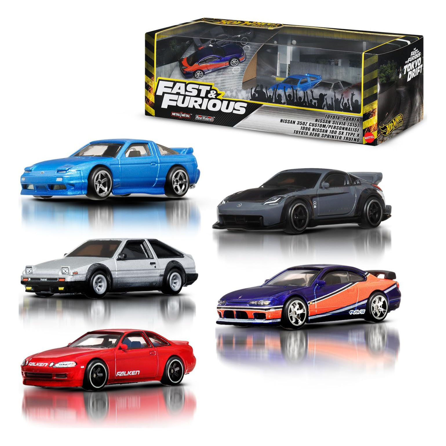BOX PACK DE 5 FAST AND FURIOUS - HOT WHEELS - Rápidos y Furiosos - TOKIO DRIFT · imagen 1